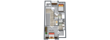 a floor plan of a room with a desk and a chair