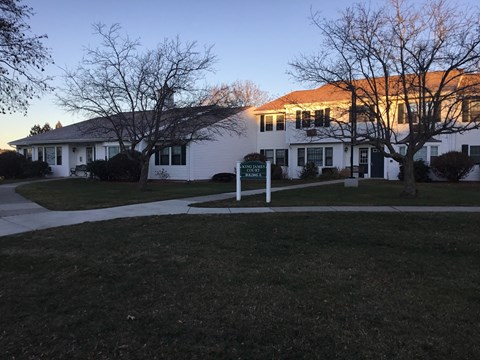 View of building 6 and landscaped grounds