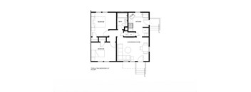 A black and white image of a two bedroom flat layout.