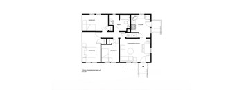 A floor plan of a typical three-bedroom flat with an 85 sq.ft living/dining room.