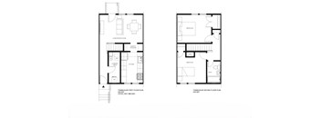 Two floor plans for a two-story townhouse with a total unit size of 85 sq.ft.