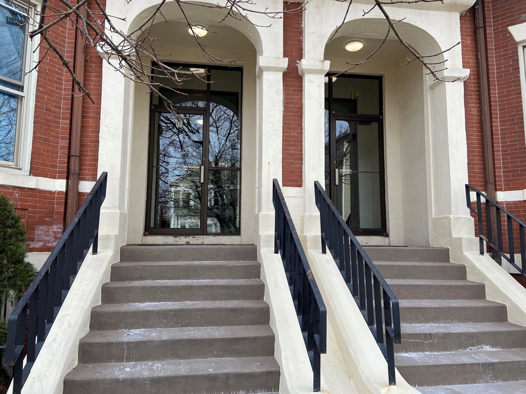 a set of stairs in front of a building