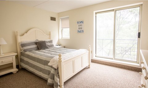 Large bedroom with  huge windows