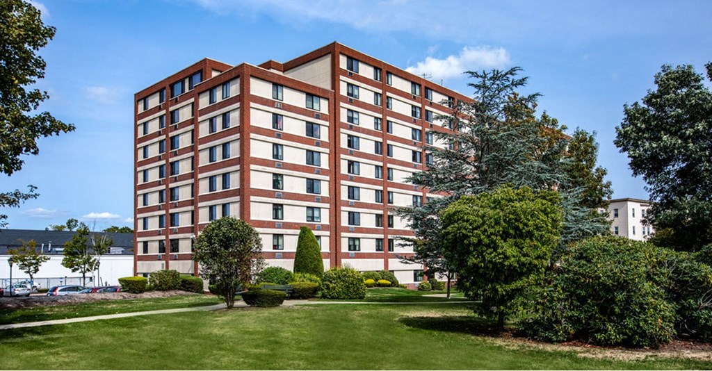 View of building and landscaped grounds