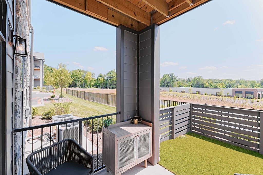 outside patio with turf yard