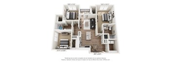 a floor plan of a 3 bedroom with 2 bathroom and a living room