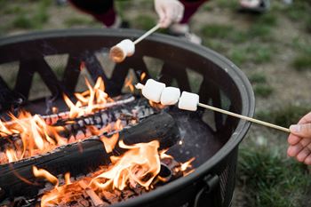 people roasting marshmallows over a barbecue  at Ardmore at Bryton, Huntersville, North Carolina