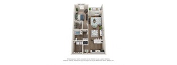 Floor plan of a 1 bedroom apartment The Redbud 826 sq. ft. at Ardmore at Flowers, North Carolina