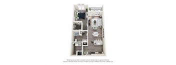 1 bed 1 bath Floorplan at Ardmore at Vance, Chattanooga, TN