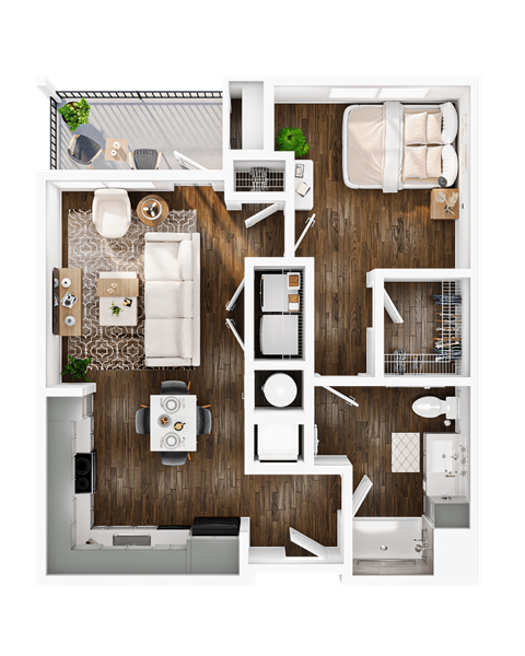 a floor plan of a house with a bedroom and a living room
