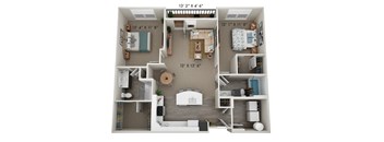 A 13' 2" x 4' 6" floor plan of a two-bedroom apartment.