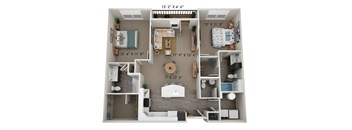 A 13' 2" X 4' 6" floor plan of a two-bedroom apartment.