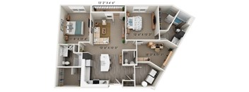 A 13' 2" x 4' 6" floor plan of a two-bedroom apartment.