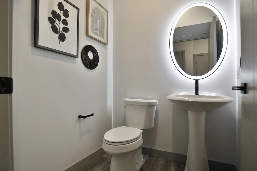 a bathroom with a toilet and a sink and a mirror