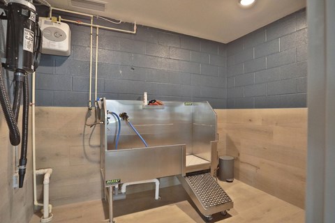 A stainless steel sink in a commercial kitchen.