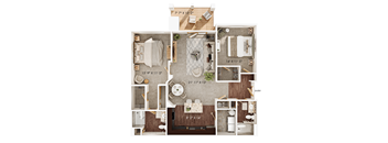 A floor plan of a house with a living room, kitchen, and bathroom.
