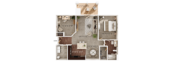A floor plan of a house with a kitchen, living room, and bathroom.