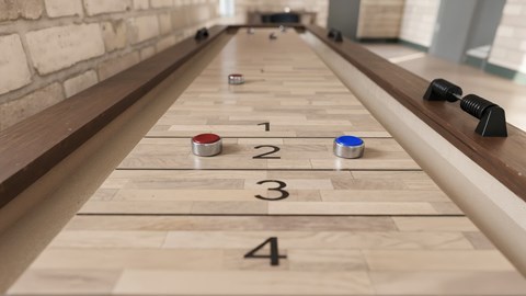 A game of checkers is set up on a wooden board with numbered squares.