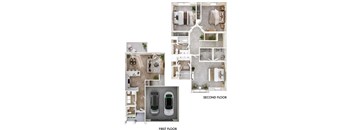 A floor plan of a house with a first and second floor.