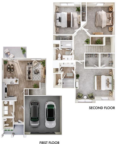 A floor plan of a house with a first and second floor.