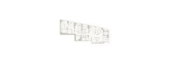 A floor plan of a house with a kitchen, living room, and two bedrooms.