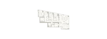 A floor plan of a house with a garage, living room, dining room, kitchen, and two bedrooms.