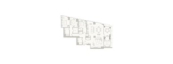A floor plan of a house with a kitchen, living room, and dining room.