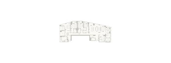 A floor plan of a house with a kitchen, living room, and two bedrooms.