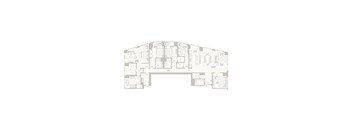 A floor plan of a house with a kitchen, living room, and two bedrooms.