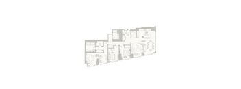 A floor plan of a house with a kitchen, living room, and dining room.