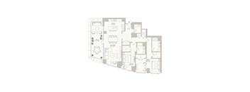 A floor plan of a house with a kitchen, living room, and bedrooms.