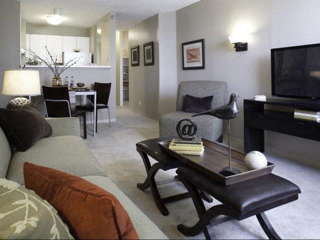 a living room with a couch and a television