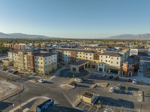 an aerial view of the city