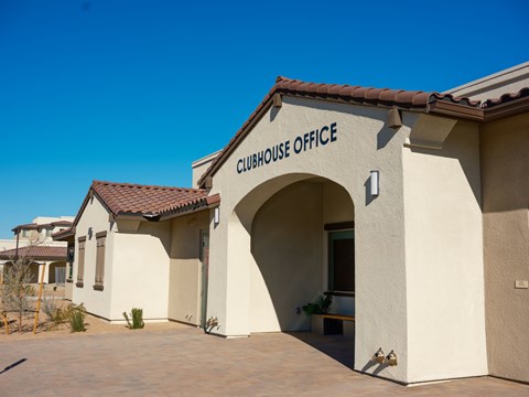 A clubhouse with a sign that says