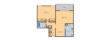 1Bed 1Bath Floor Plan at Waterford Tower Silver Spring, LLC, Silver Spring