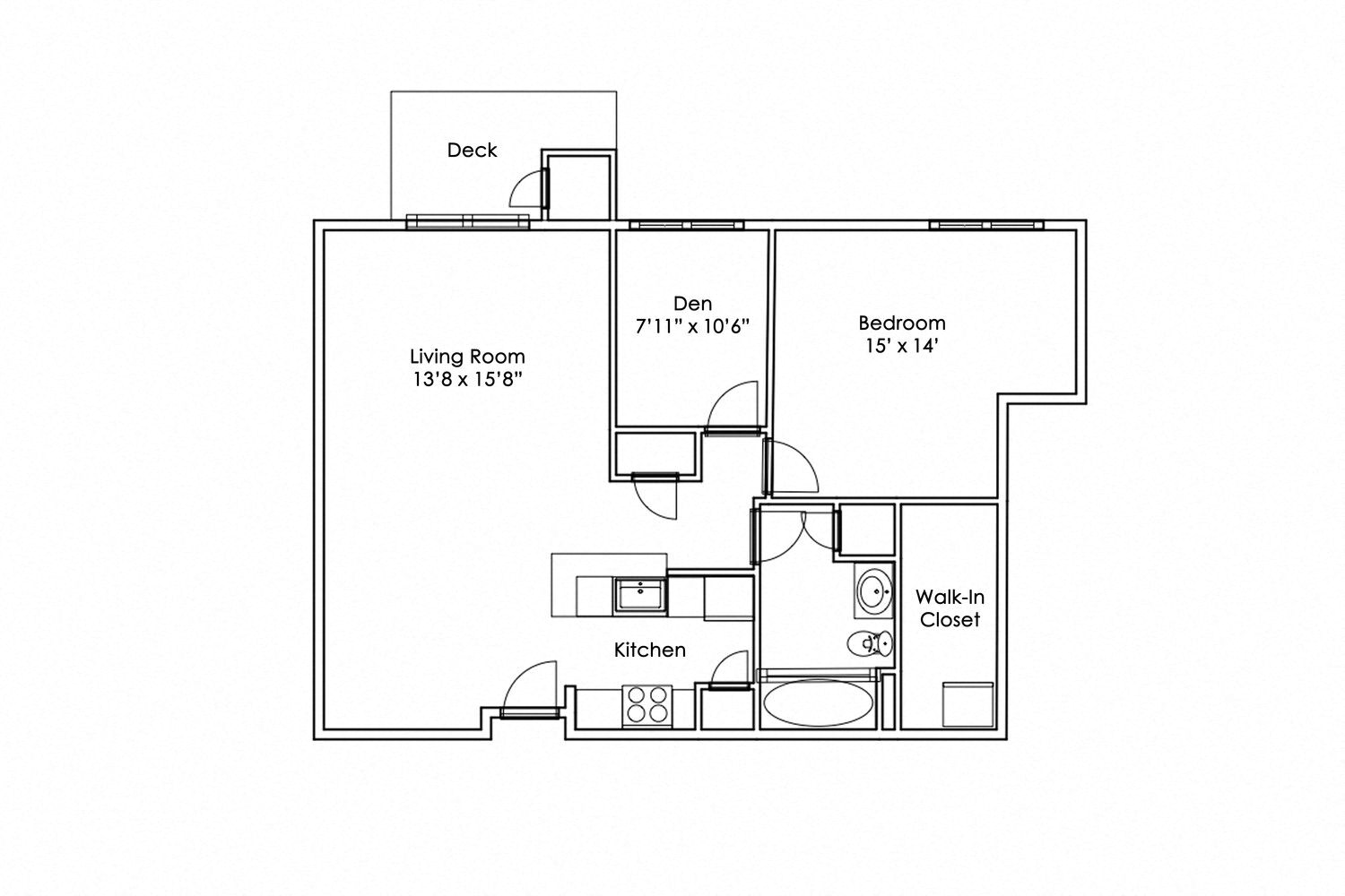 1 Bedroom 1 Bathroom + Den