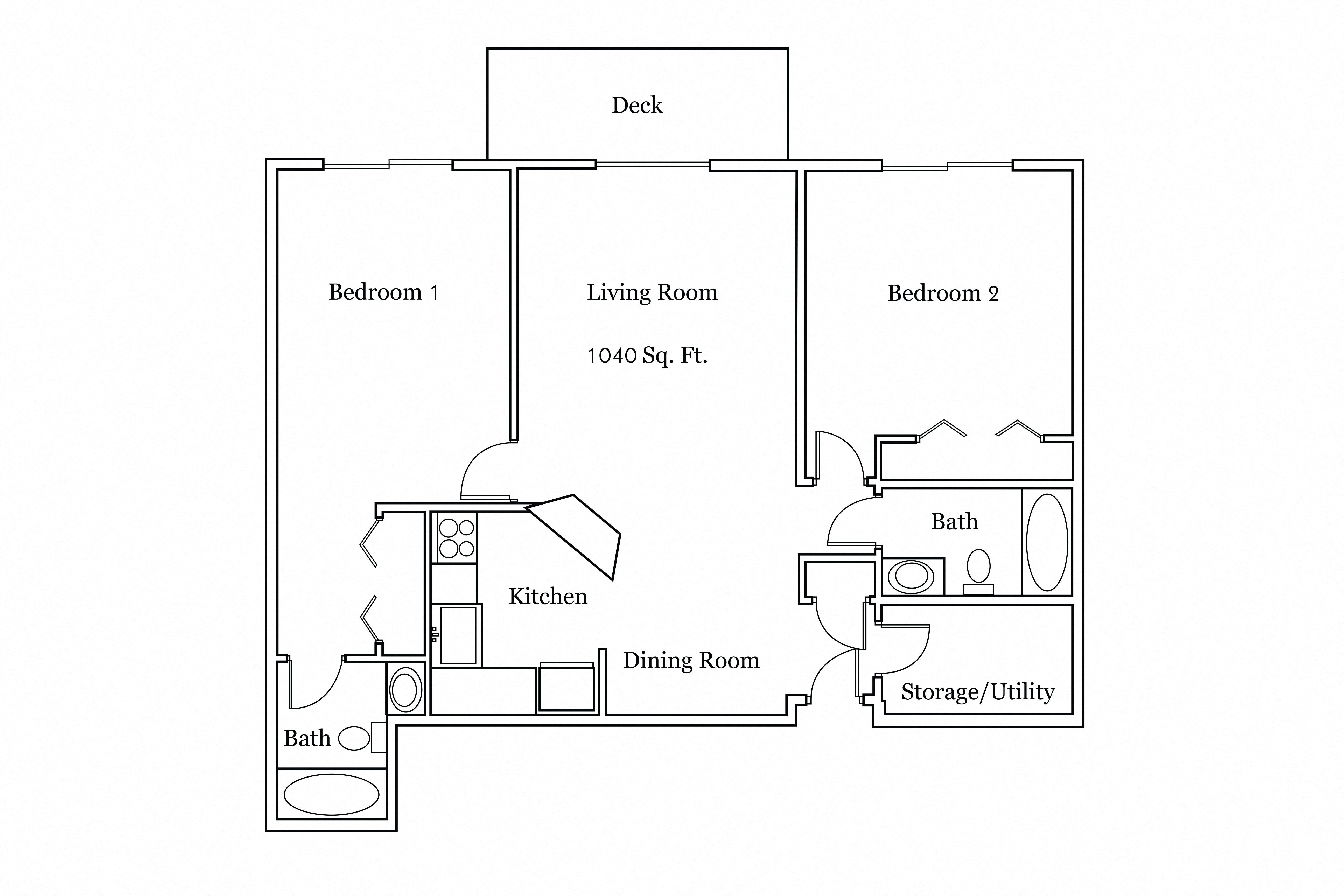 2 Bedroom 2 Bathroom Large