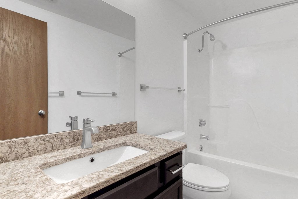 a bathroom with a sink and a toilet and a shower