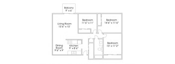 3 Bedroom 1 Bathroom B
