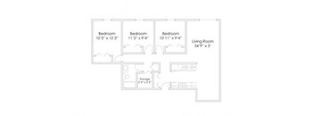 3 Bedroom 1 Bathroom C