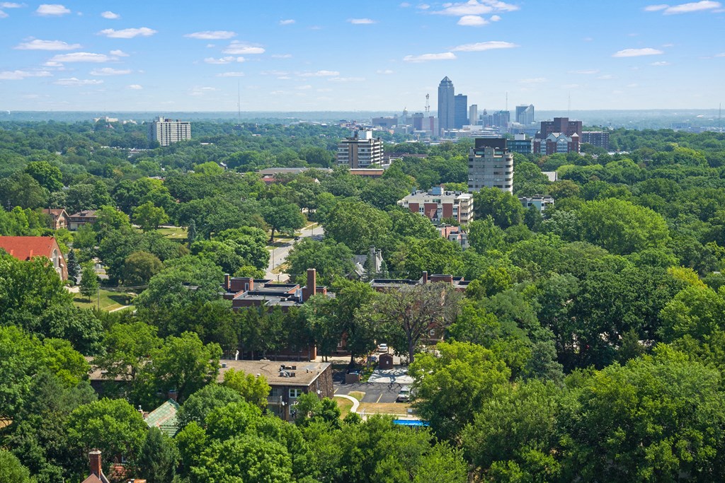 the city with the downtown skyline in the background