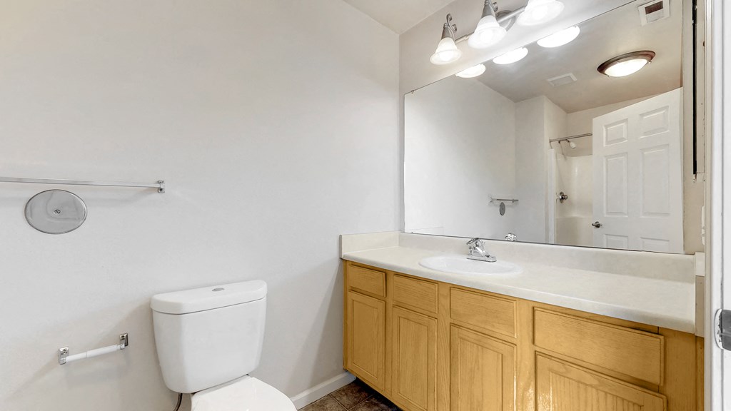 a bathroom with a toilet and a sink and a mirror