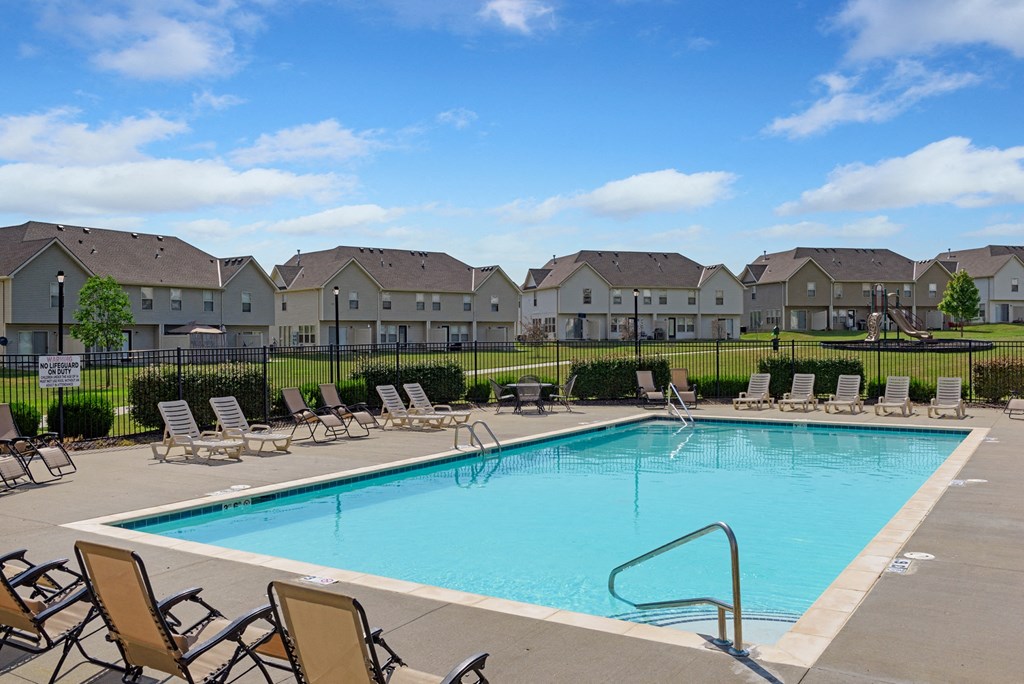 our apartments have a resort style pool with lounge chairs