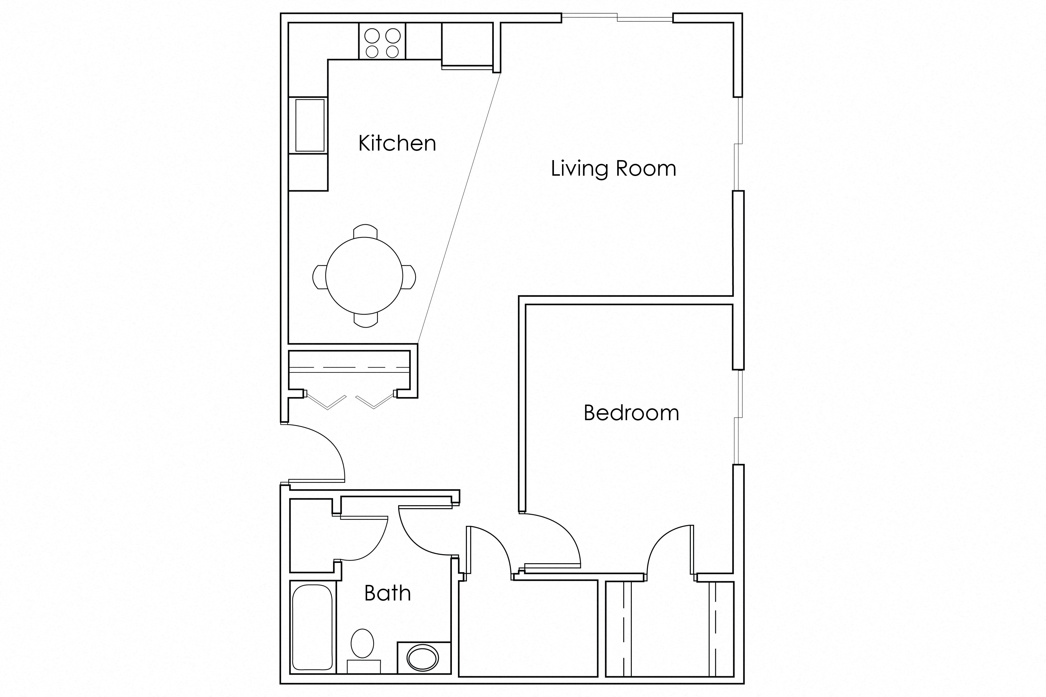 1 Bedroom 1 Bathroom 780 - D