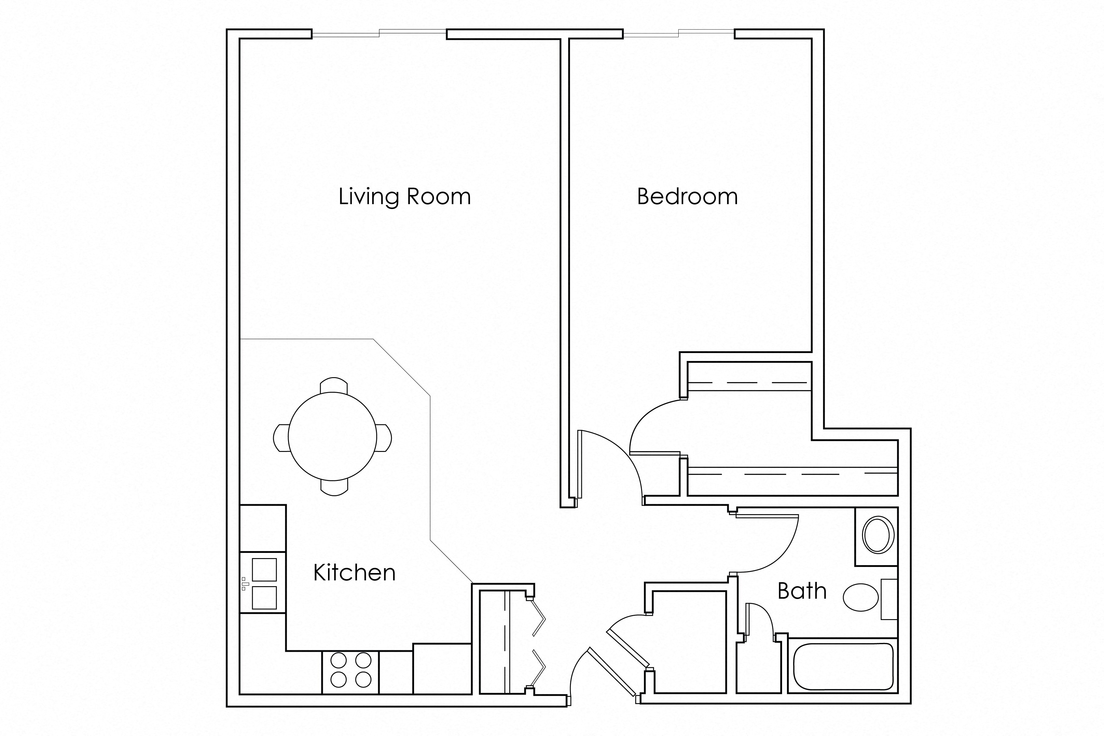 1 Bedroom 1 Bathroom 750 - E