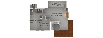 2 Bed 2 Bath Loft