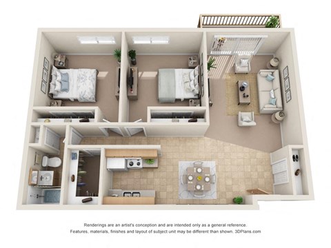 a 3 bedroom floor plan with a bathroom and a living room