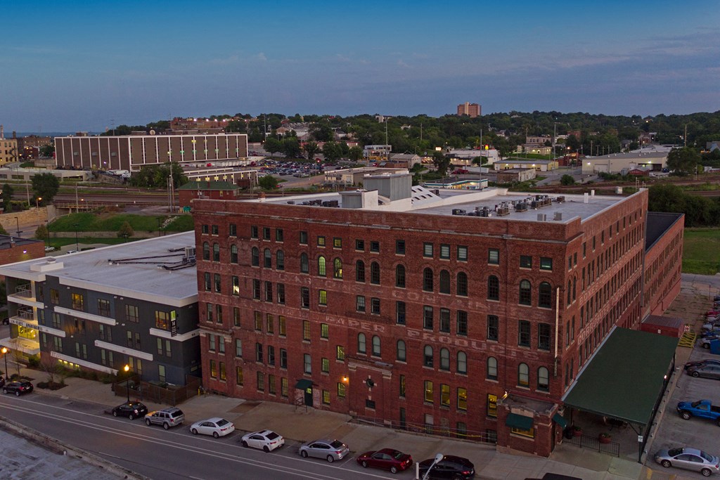 a view of the city from the roof of a building