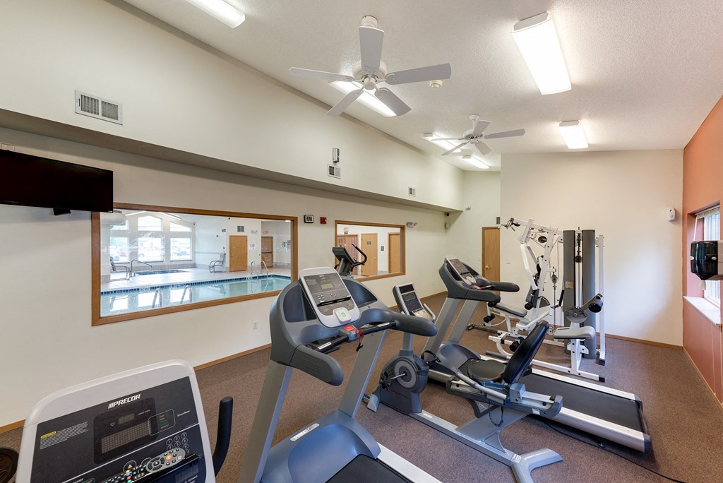 our fitness center has state of the art exercise equipment and a pool