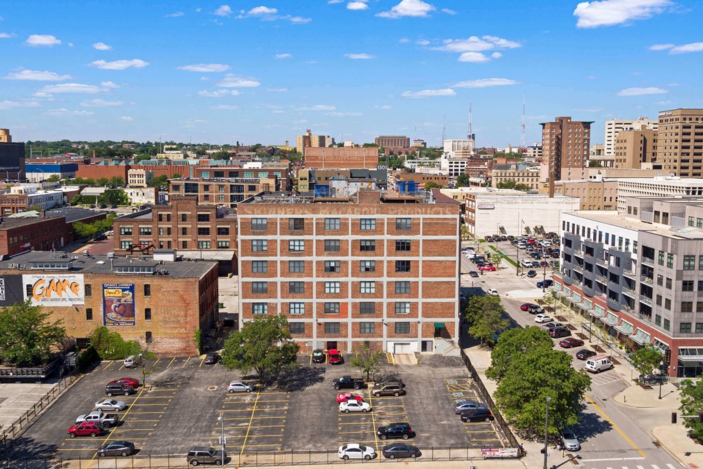 a view of the city from the roof of a building